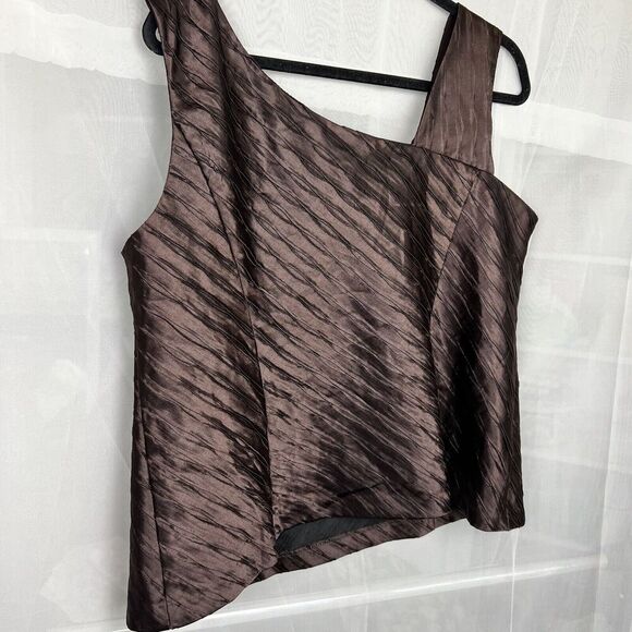 Dana Kay plus size satin formal tank top asymmetric neckline sz 18 dressy - Picture 7 of 8